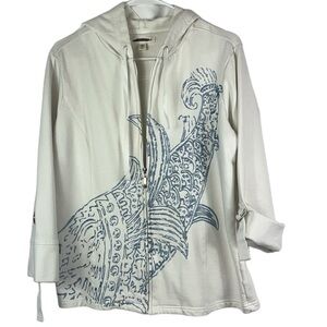 Coldwater Creek zip roll/tab sleeve decorated hood Sz M